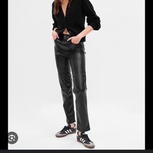Gap Black Sky High Rise Faux Leather Cheeky Straight Pants-Size 26/2P